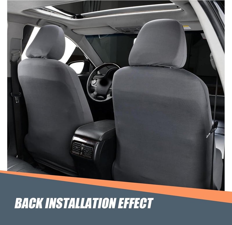 Crynod 2 PCS Car Seat Headrest Cover, 9" x 10.6" Knitted Stretch Breathable Fully Surrounded Simple Dust Cover, Reusable Flexible Headrest Protector, Universal for Most Cars (Dark Gray) - Image 5